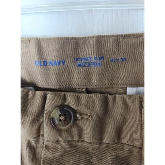 NWT Old Navy Ultimate Slim Chino Pants Men's 33x30 Brown Built-in Flex Stretch - Picture 3 of 7